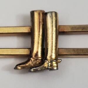 1920's Krementz English Riding Boots Tie Bar 14kt Rolled Gold Overlay